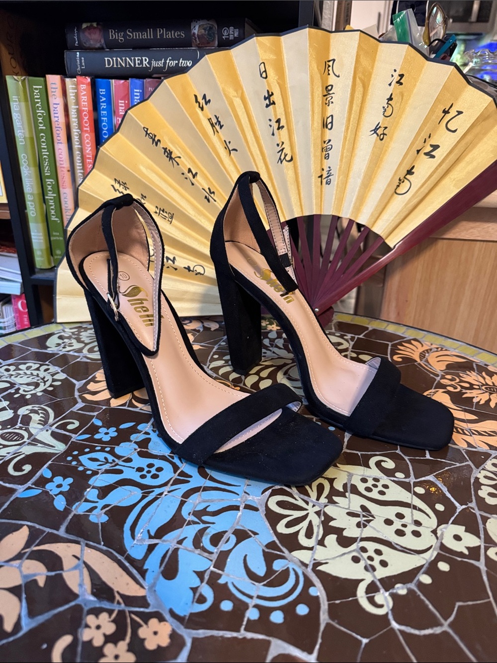SHELN Black Suede High Heel Sandals Sz: 10